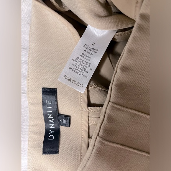 Dynamite Kendall Slim Side Zip Pants Trousers Beige Size 2 - Picture 5 of 5
